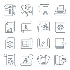 Technical Documentation  icons set. Technical Documentation   pack symbol vector elements for infographic web
