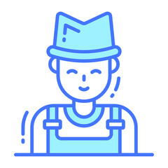 farmer icon, single avatar vector illustration