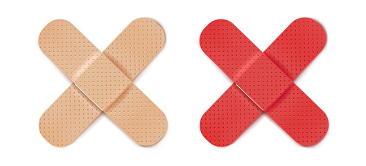 Vector set illustrations of band aids.
