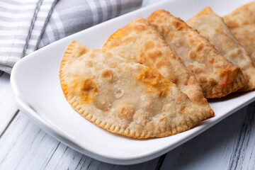 Traditional delicious Turkish foods,minced meat in savoury pastry (Turkish name; ci borek or cig borek)