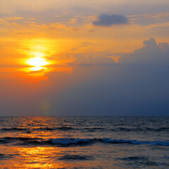 Obraz premium Sea and sunset. A tropical beach for relaxation and travel.