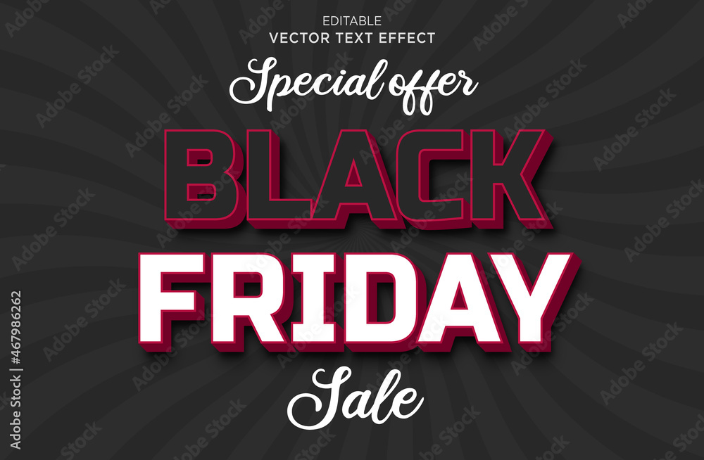 Wall mural special offer black friday sale editable 3d text effect premium vector