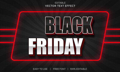 Black friday editable 3D text effect Premium Vector