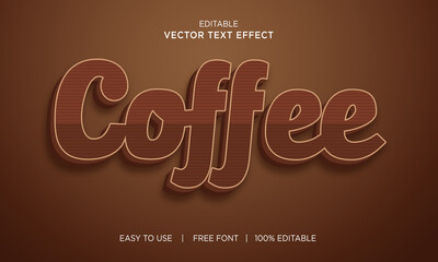 coffee editable 3D text effect Premium Vector