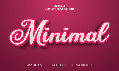 Minimal editable 3D text effect Premium Vector