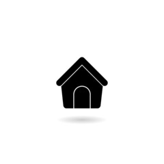 Dog house icon with shadow isolated on white background
