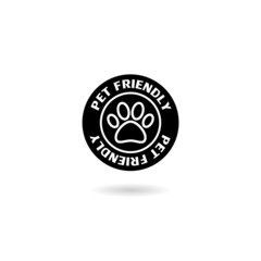 Pet animal friendly sign icon with shadow