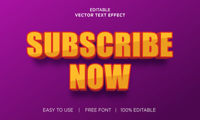 Obraz premium Subscribe now editable 3D text effect Premium Vector