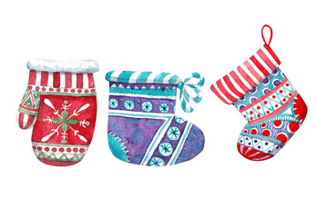 watercolor mitten and socks