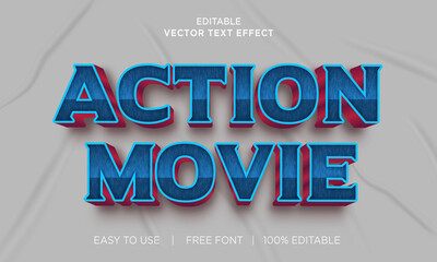 Action movie editable 3D text effect Premium Vector
