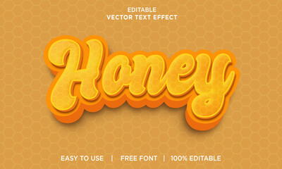 honey editable 3D text effect Premium Vector