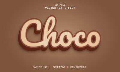 Choco editable 3D text effect Premium Vector
