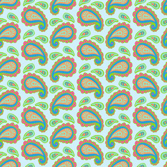 Hand drawn t Paisley Seamless Pattern for kids design, party, anniversary, birthday. Design for banner, poster, card, invitation and scrapbook 
