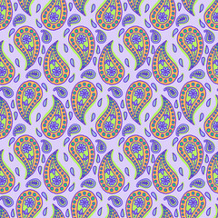 Fototapeta premium Hand drawn t Paisley Seamless Pattern for kids design, party, anniversary, birthday. Design for banner, poster, card, invitation and scrapbook 