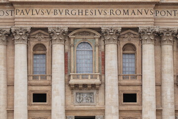 St. Peter's Basilica Facade Detail in Rome, Italy