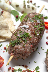 Traditional homemade kefta or kebab of meat. Halal concept. Arabic and turkish food