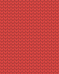 Knitting texture vector seamless pattern in red color