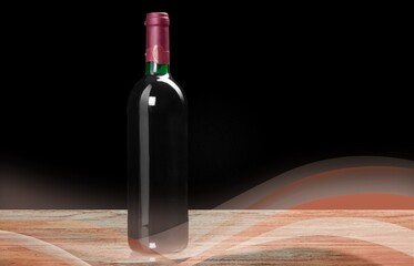 Bottle of tasty wine alcohol drink. Classy style,