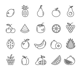 Set of fruits icons. Vector illustration.
