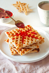 Croffle. Soft and flaky dough, pressed with a waffle iron