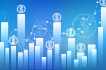 2d rendering dollar business graph background

