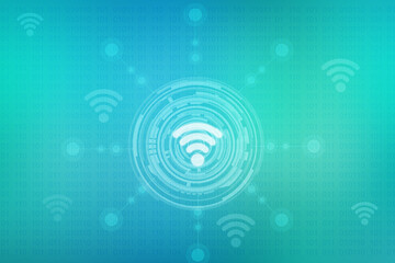 2d illustration wifi futuristic technology background
