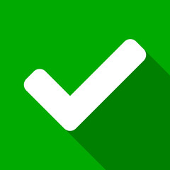 Green Checkmark Sign Approve or Confirm or Success Icon with 3D Shadow Effect. Vector Image.
