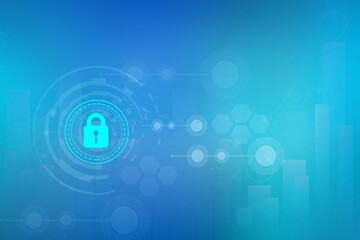 2d illustration lock security with futuristic background

