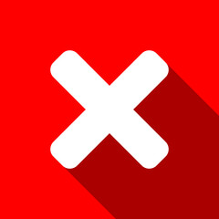 Obraz premium Red X Cross Sign Wrong or Decline or Error Icon with 3D Shadow Effect. Vector Image.