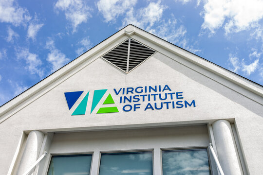 Charlottesville, USA - April 29, 2021: Closeup Of Virginia Institute Of Autism Building Sign Specializing In Autist Illness Disease Treatment, Behavior Education And Community Outreach