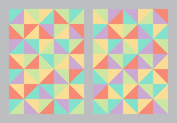 Abstract geometric pattern background. Bauhaus art style pastel color. Triangle and square shape. Design for print, cover, poster, flyer, banner, wall, brochure, card. Vector illustration.