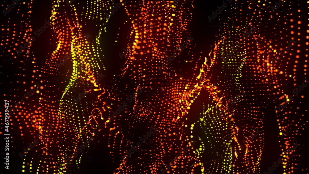 Poster computer generated spiral organic form from flow particles. 3d rendering of gaseous excellent backgr