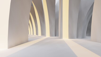 Architecture background white arched interior 3d render	