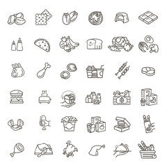 Food and drink thin vector icon set