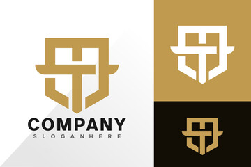 MT monogram shield logo vector design. Abstract emblem, designs concept, logos, logotype element for template - obrazy, fototapety, plakaty
