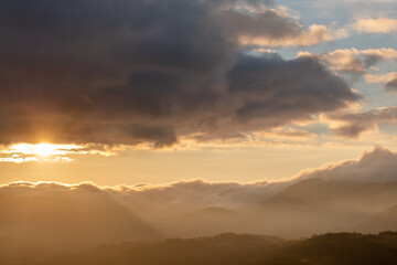 Mist in the mountains in autumn.