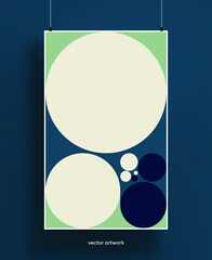 Beautiful poster template with abstract geometric shapes background.  Trendy colorful and geometric shapes design with golden ratio proportions. Vector illustration.