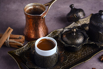 turkish coffee in turkey with cinnamon
