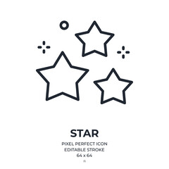 Obraz premium Sparkling stars as celebration or congratulations concept editable stroke outline icon isolated on white background flat vector illustration. Pixel perfect. 64 x 64.