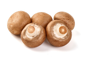 Fresh Champignon mushrooms, isolated on white background.