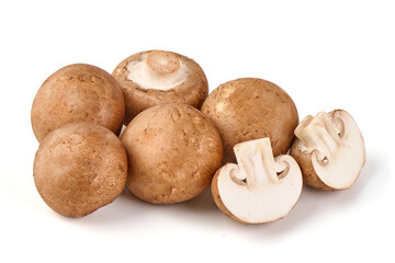 Royal brown champignons, isolated on white background.