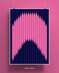 Beautiful poster template with abstract geometric shapes background. Trendy colorful and geometric shapes design. Pastel colors with lines and stripes. Vector illustration.