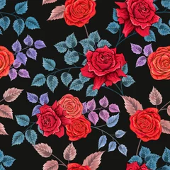 Foto op Plexiglas Elegant colorful seamless pattern with botanical floral design illustration. © floralpro