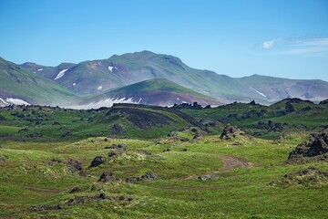 Fototapeta na wymiar Lava field south to the Vilyuchinsky stratovolcano (Vilyuchik) in the southern part of the Kamchatka Peninsula, Russia