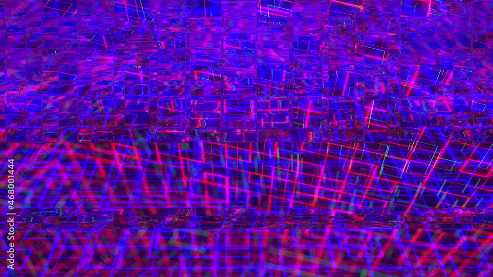 Poster glitch, pixel noise on the screen, computer generated. bad signal. video damage. 3d rendering a digi