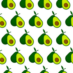 Avocado pattern vector. Seamless background with avocado and half avocado.