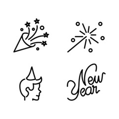 Linear new year icon design isolated