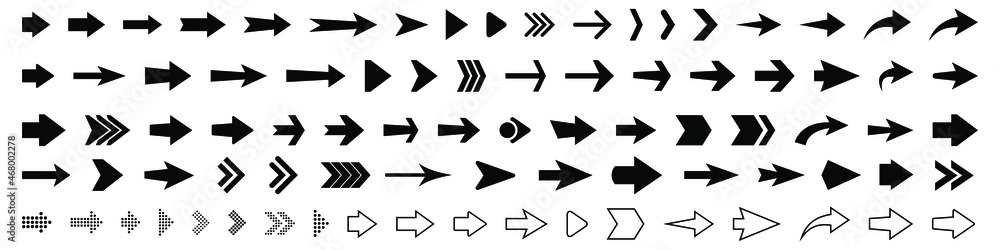 Poster set of vector arrow icons. collection of pointers.