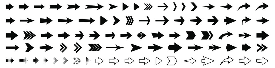 Set of vector arrow icons. Collection of pointers. - obrazy, fototapety, plakaty