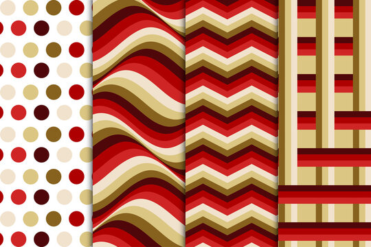 Geometric abstract seamless pattern collection in retro vintage colors
